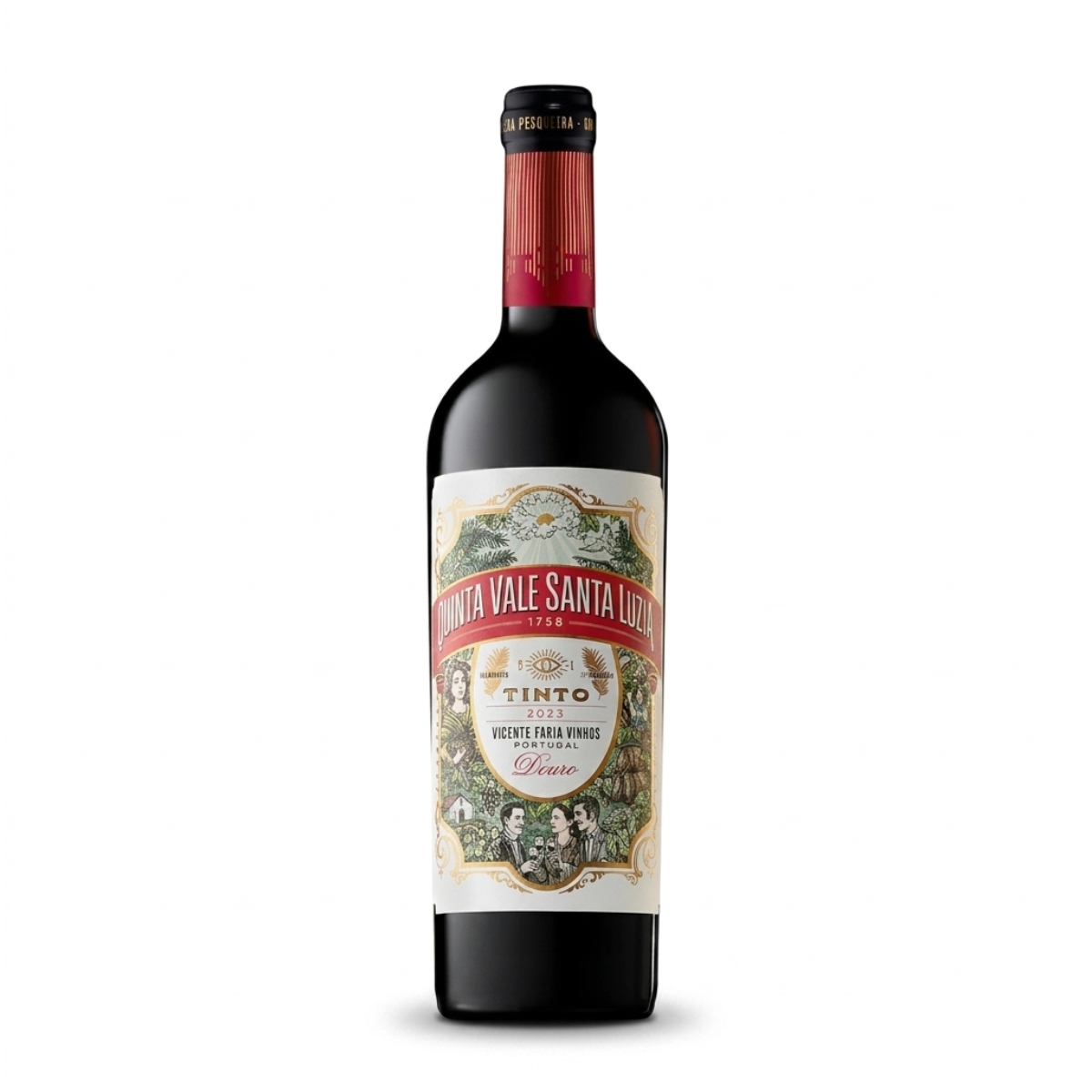 Quinta Vale S. Luzia Tinto, vinho encorpado com frutas vermelhas maduras e especiarias, perfeito para carnes assadas e pratos sofisticados.