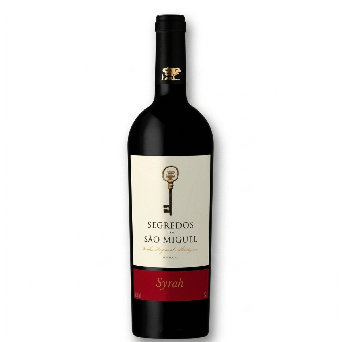 Segredos S. Miguel Syrah, vinho encorpado e sofisticado com frutas vermelhas e especiarias, ideal para pratos de carne grelhada e ocasiões especiais.