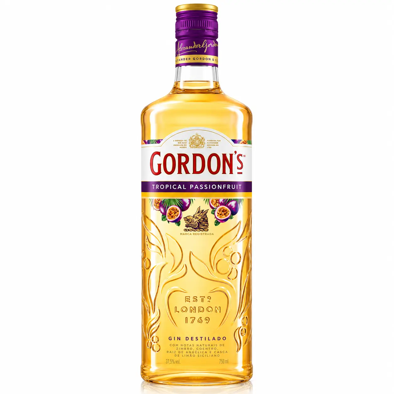 Gordon's Passion Fruit Gin 70cl, um toque tropical perfeito para cocktails especiais. Garrafa de Gordon's Passion Fruit Gin 70cl com sabor tropical de maracujá