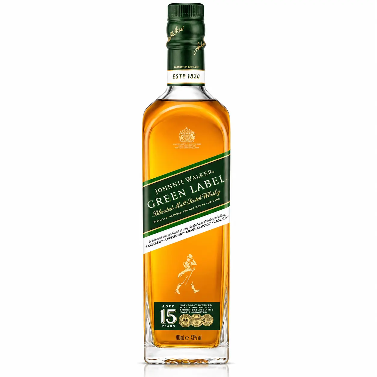 Garrafa de Johnnie Walker Green Label Malt 15 Anos 75cl