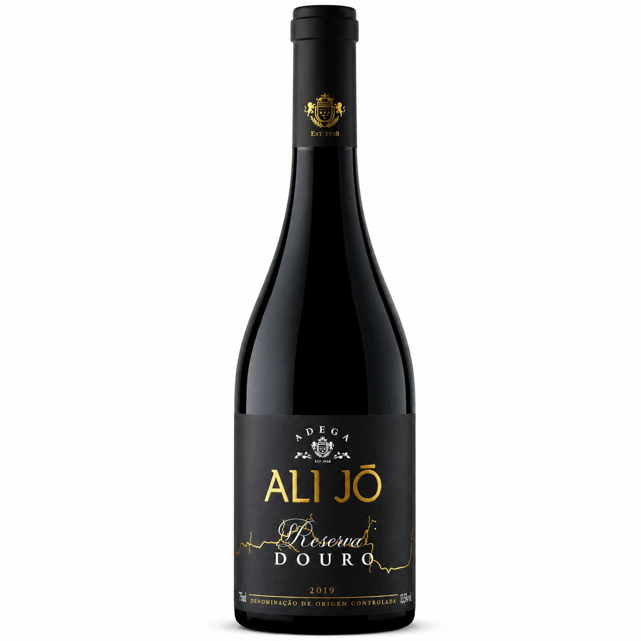 Ali Jó Reserva, Vinho tinto encorpado com notas de frutas maduras e especiarias, ideal para pratos sofisticados.