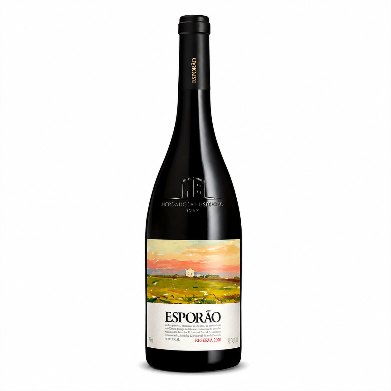 Esporão Reserva Tinto, Vinho encorpado com notas de frutas maduras e especiarias, perfeito para acompanhamentos de carnes.