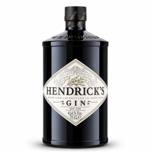 Hendrick's Gin, gin premium escocês com notas botânicas, pepino e pétalas de rosa, perfeito para cocktails elegantes e refrescantes.