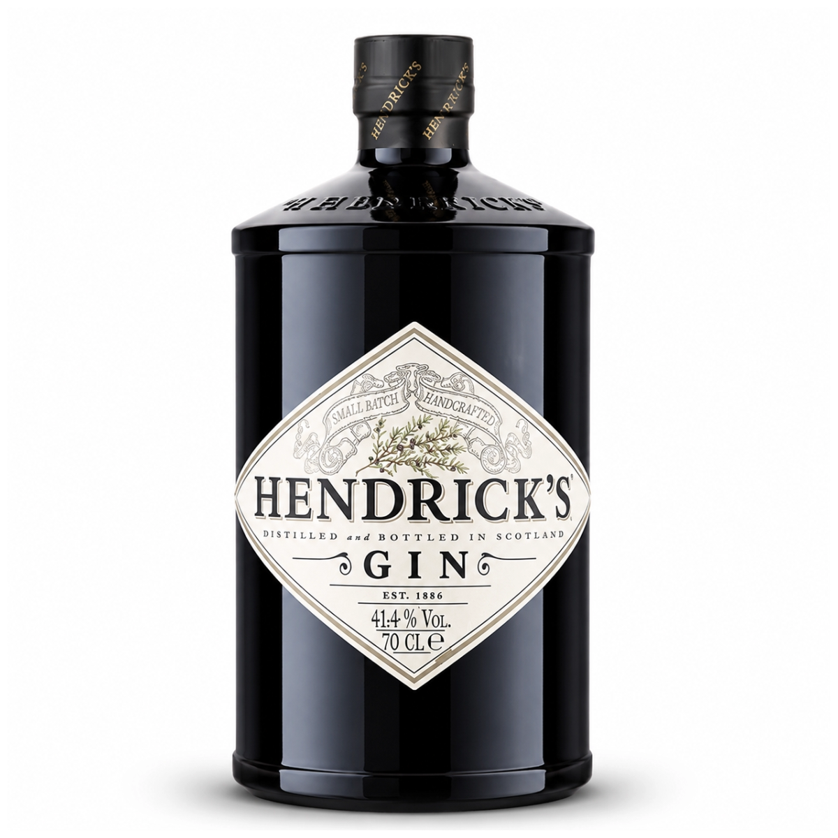 Hendrick's Gin, gin premium escocês com notas botânicas, pepino e pétalas de rosa, perfeito para cocktails elegantes e refrescantes.