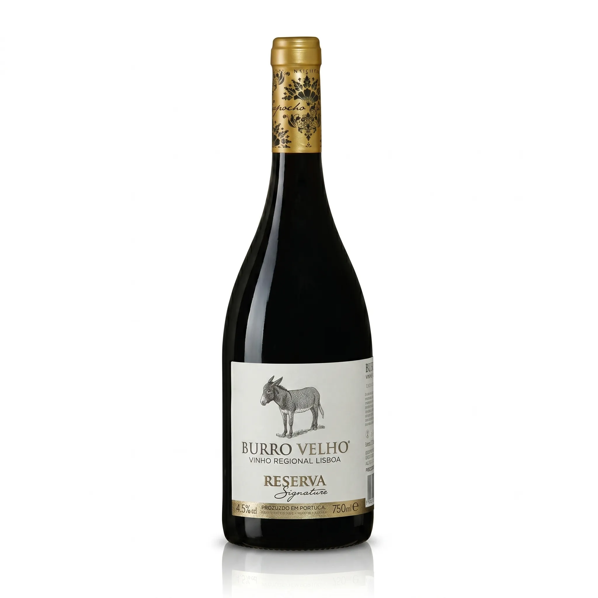 Vinho Burro Velho Signature Reserva, colheita de 2017. Garrafa do Vinho Burro Velho Signature Reserva 2017 com rótulo de edição limitada em destaque