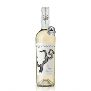 Garrafa de Vinho Quinta do Boição Reserva Branco em fundo neutro
