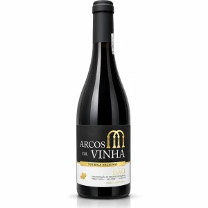 Garrafa do Vinho Arcos da Vinha Touriga Nacional 2018 com rótulo em destaque