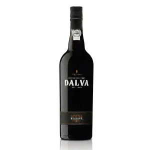 Garrafa de Vinho Dalva Porto Tawny Reserva com rótulo premium em destaque.